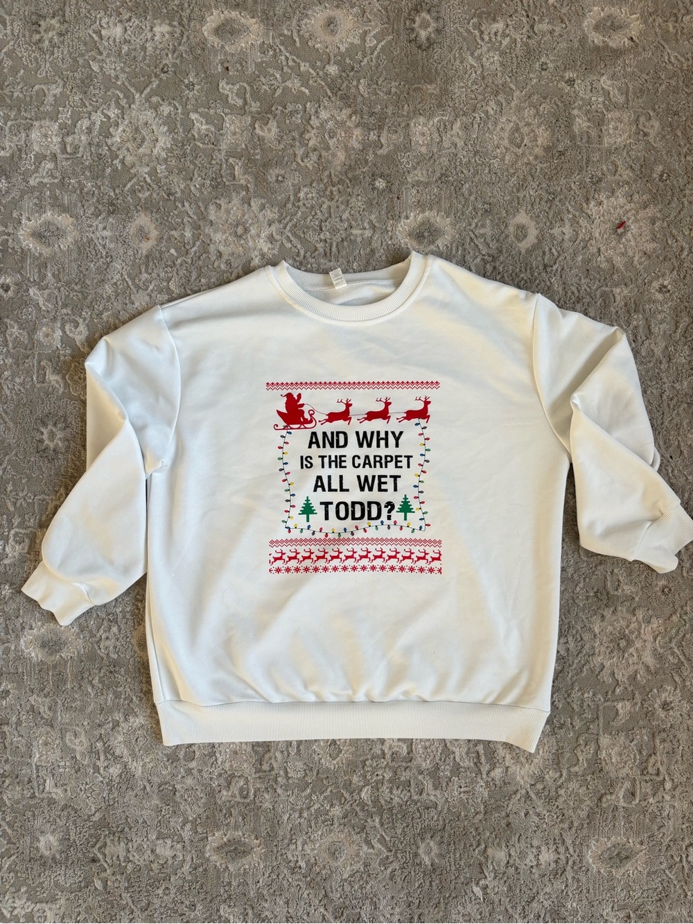 National Lampoon’s Holiday Christmas White Sweater Womens Large